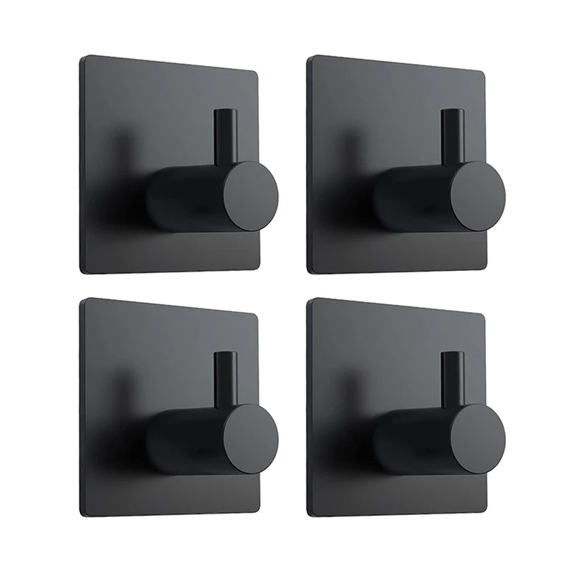 4pcs Adhesive Heavy Duty Wall Hooks, Stainless Steel Wall Hooks – Multi-Use Hangers for Coats, Towels, Bathrooms & Bedrooms