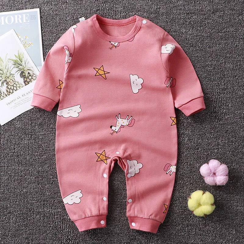 Baby Boys Girls Long Sleeve Romper Cotton Spring Autumn Crawling Jumpsuit Sleepwear All Seasons Onesie