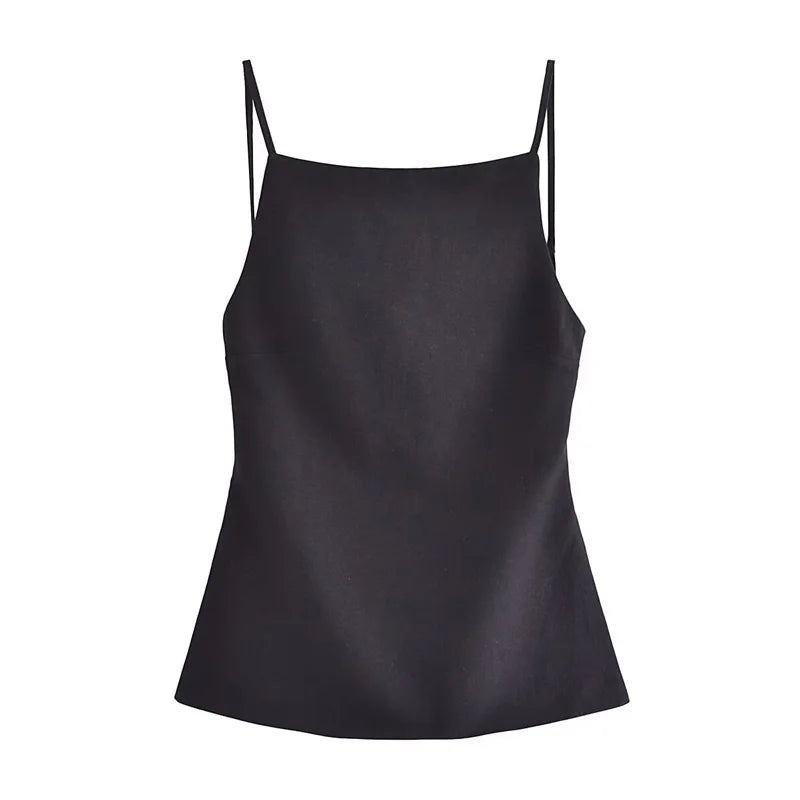 HXAO Women Top Lace Up Backless Camisole Top Women Cheap clothes Sexy Fashion Tanks & Camis Crop top Women White Black top