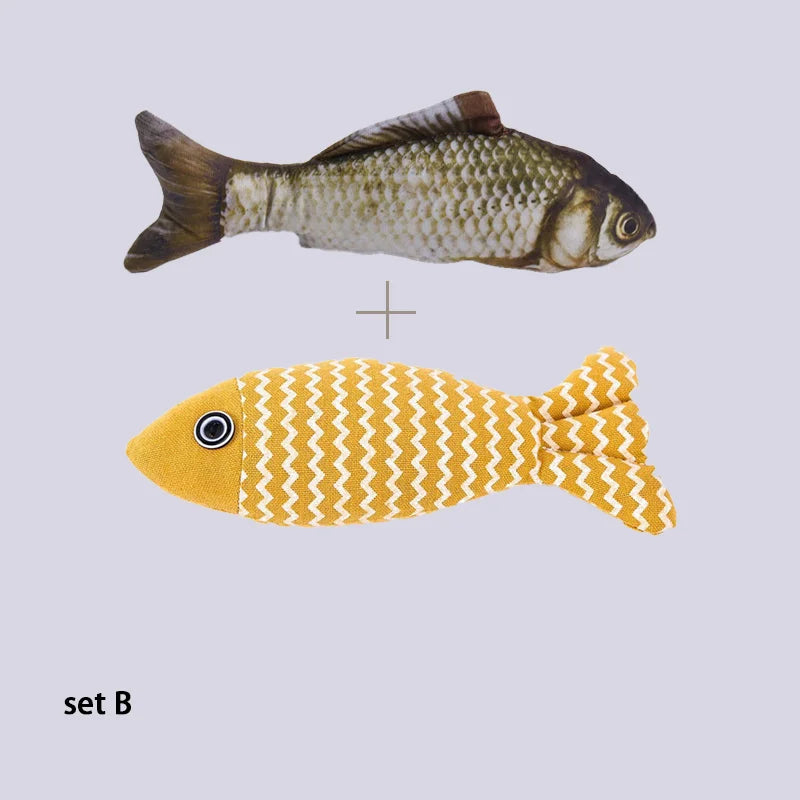 1Pcs/2Pcs Catnip Fish Cat Toys Soft Linen Bite-Resistant Plush Fish Interactive Chew Toys for Indoor Cats Pet Supplies