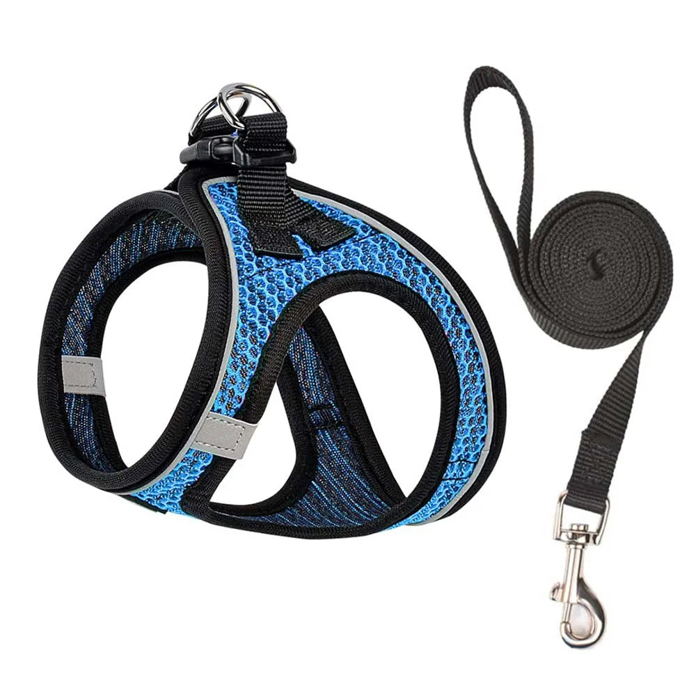 Cat Dog Harness with Lead Leash Adjustable Vest Polyester Mesh Breathable Harnesses Reflective Sti for Small Dog Cat Accessories