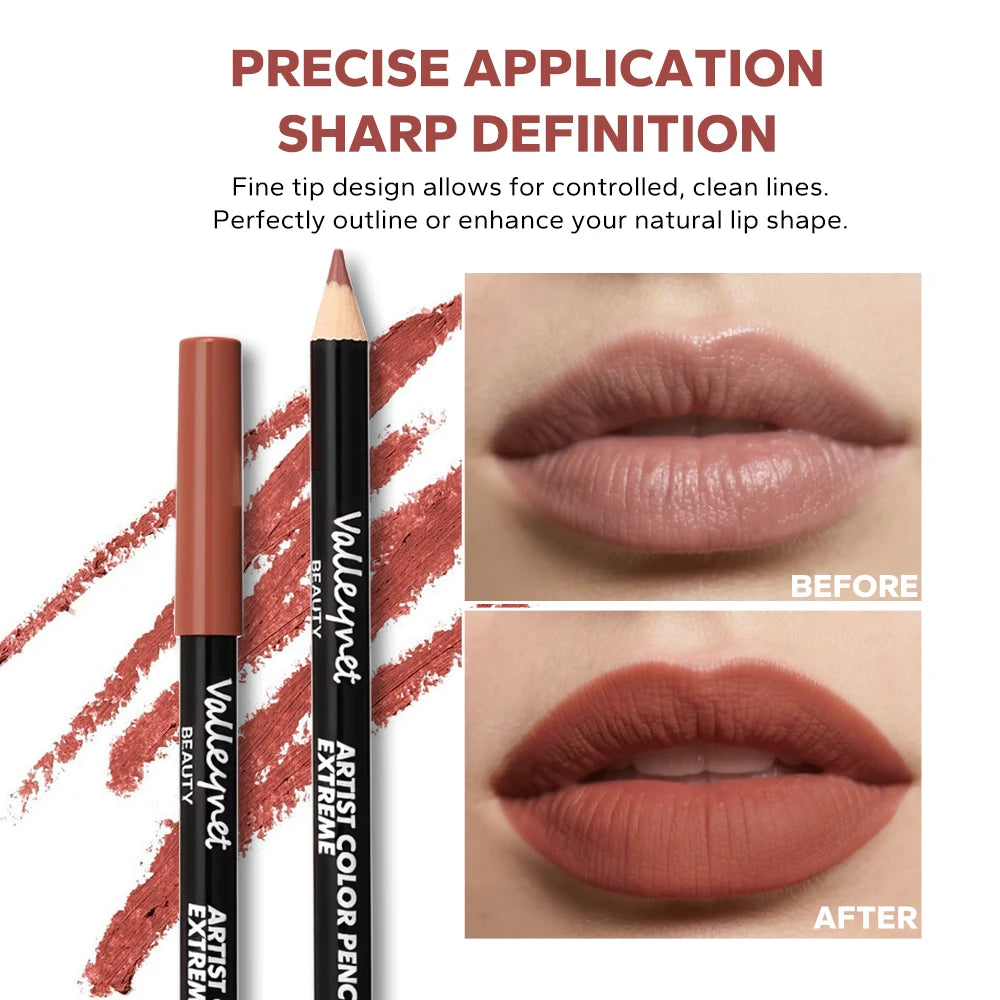 4pcs/Set lip liner set and eyeliner set Nude Brown Collection Long-lasting Matte Waterproof Lipstick Set Women'S Lip Cosmetics