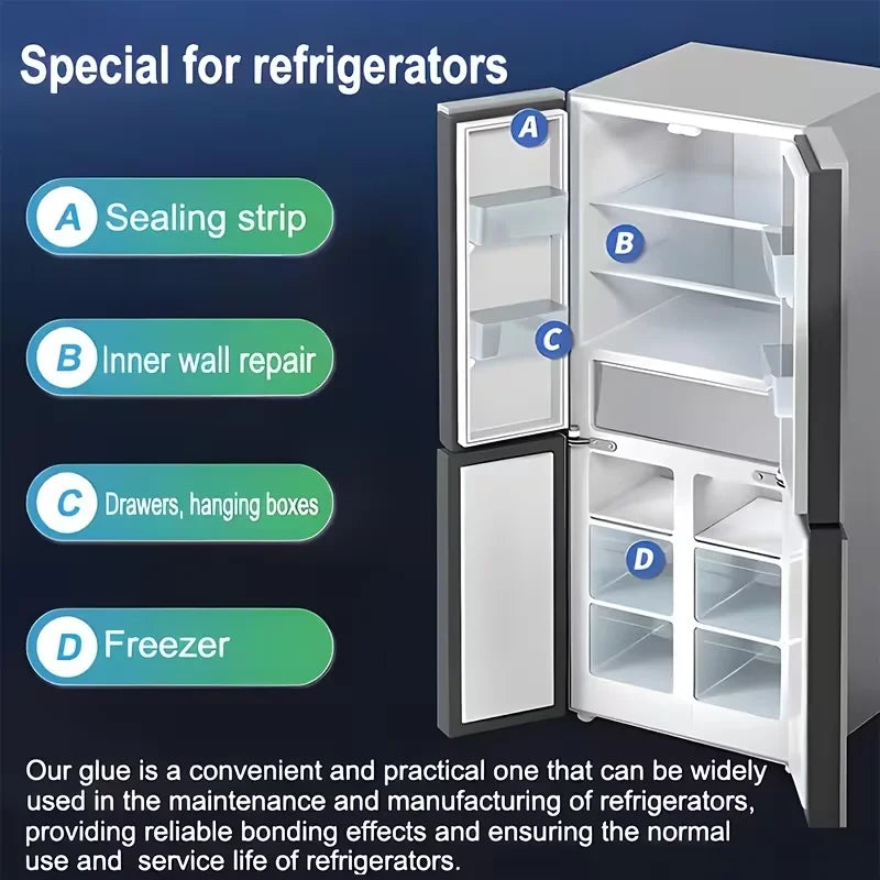 Refrigerator Repair Glue 25ML Cold Resistant Waterproof Adhesive for Fridge Drawer Door Seal Quick Drying for Plastic Glass