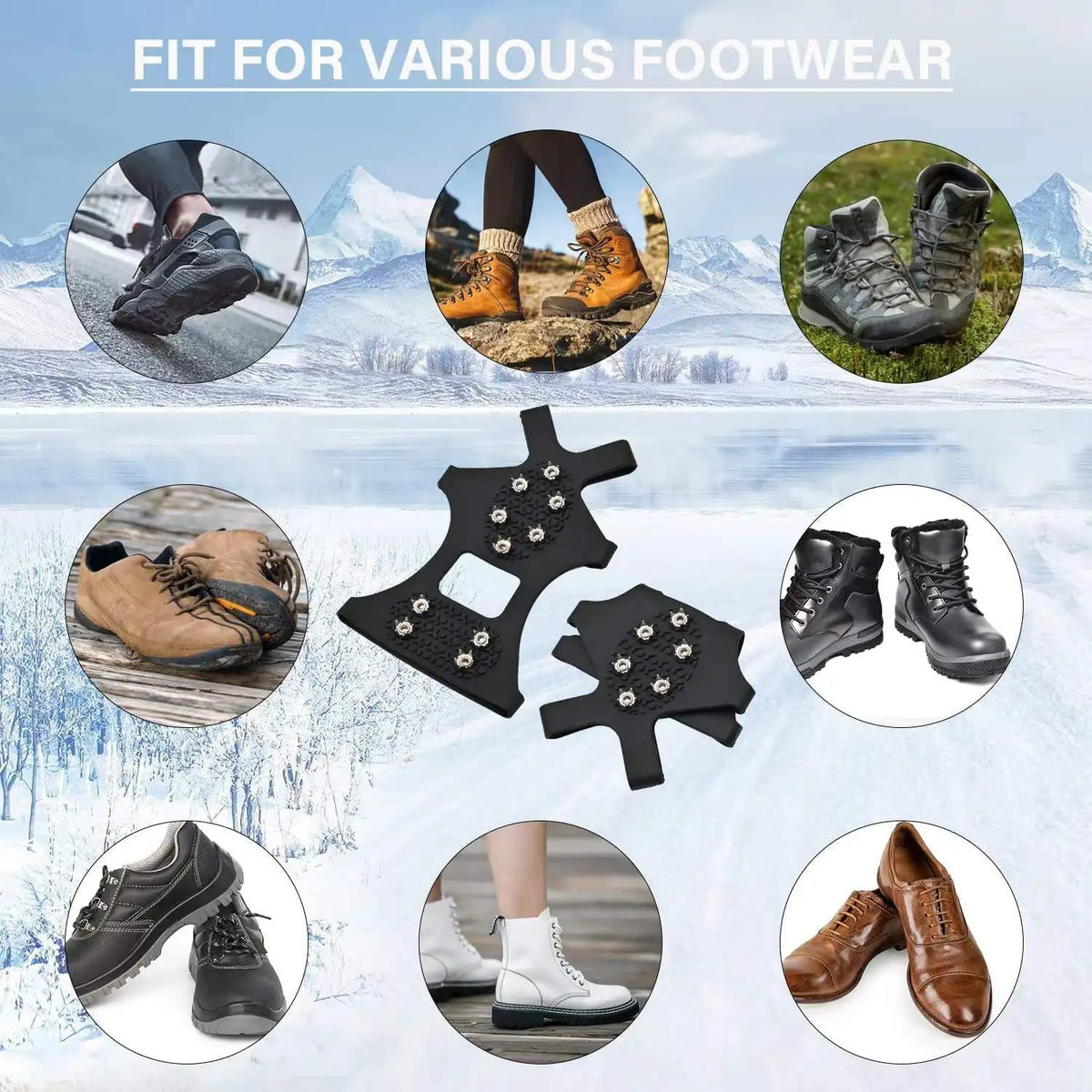 1Pair 10-Tooth Anti-Slip Crampons Ice Snow Shoe Covers Traction Grip for Climbing,Outdoor Winter Snow Walking Claws Accessories