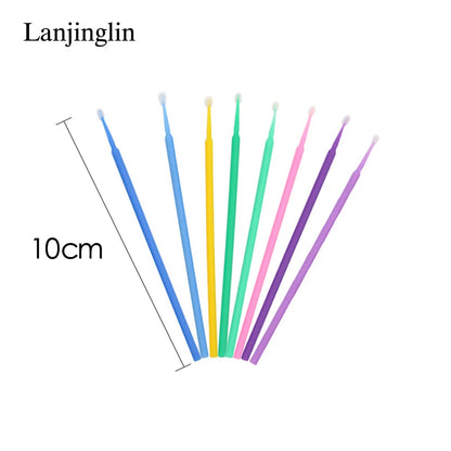 100/200pcs Eyelash Cleaning Brush Lash Extension Micro Cotton Swab Eyelashes Microbrush Beauty Makeup Clean Remover Tools