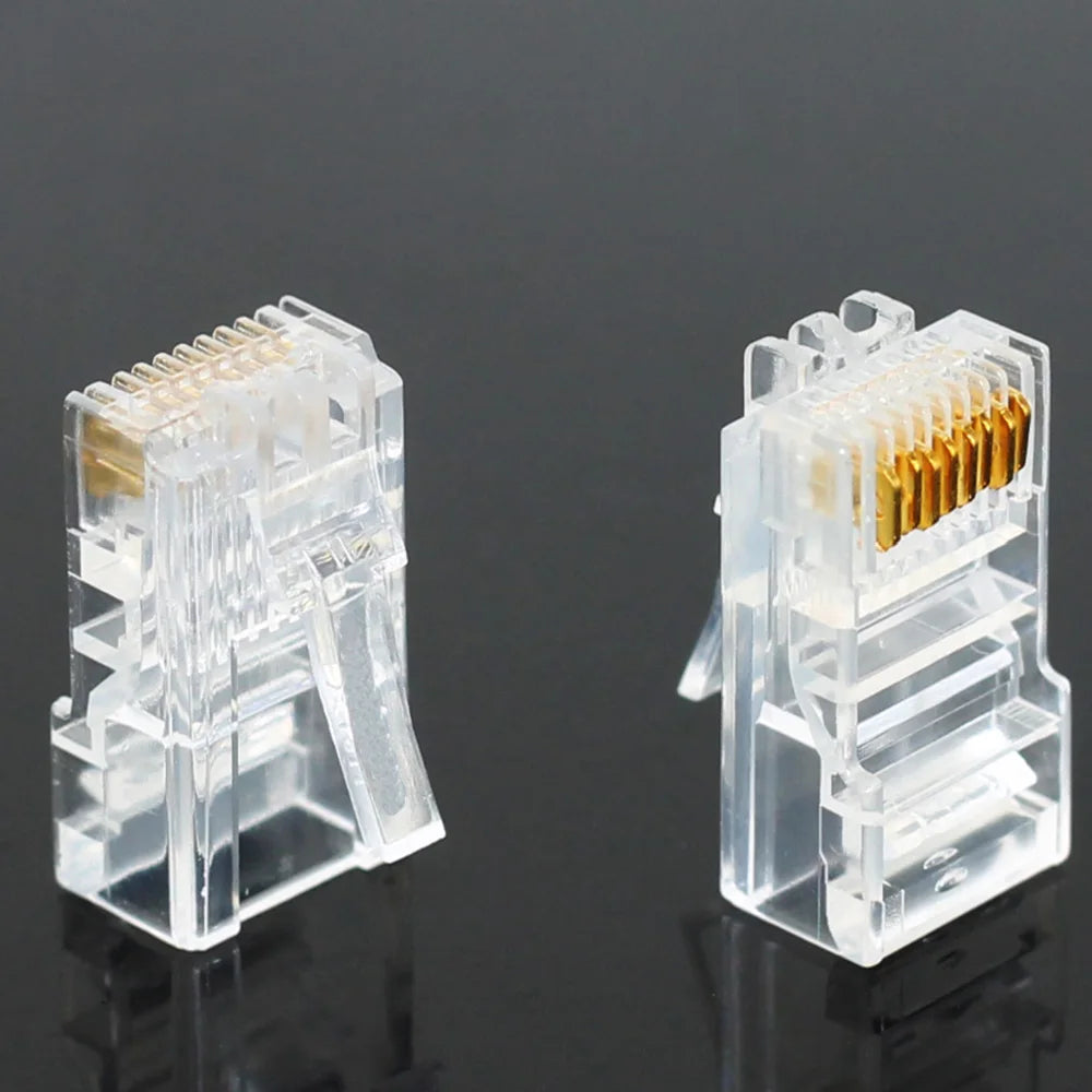 20/50/100PCS RJ45 Ethernet  Connector Cables Module Plug Network RJ-45 Lan Crystal Heads Cat5 Cat5e Gold Plated Network Cable