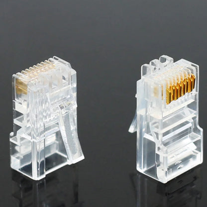 20/50/100PCS RJ45 Ethernet  Connector Cables Module Plug Network RJ-45 Lan Crystal Heads Cat5 Cat5e Gold Plated Network Cable