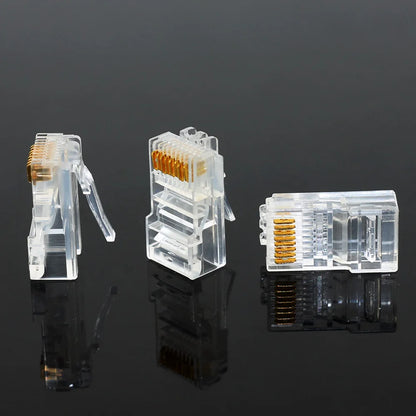 20/50/100PCS RJ45 Ethernet  Connector Cables Module Plug Network RJ-45 Lan Crystal Heads Cat5 Cat5e Gold Plated Network Cable