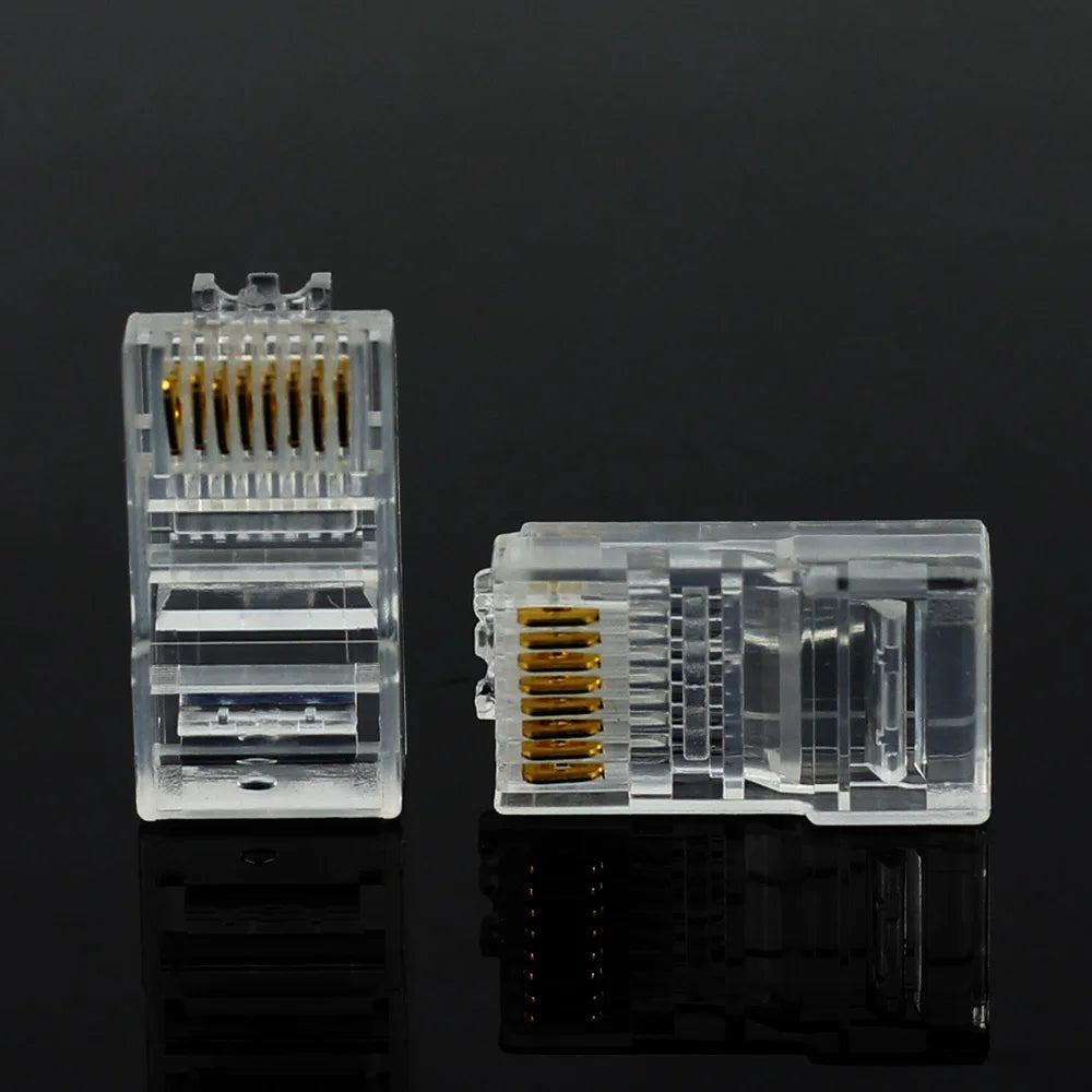 20/50/100PCS RJ45 Ethernet  Connector Cables Module Plug Network RJ-45 Lan Crystal Heads Cat5 Cat5e Gold Plated Network Cable