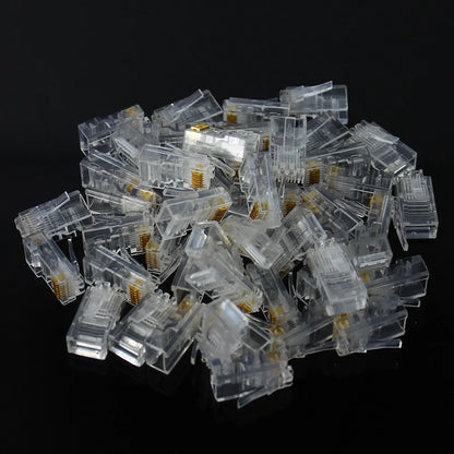 20/50/100PCS RJ45 Ethernet  Connector Cables Module Plug Network RJ-45 Lan Crystal Heads Cat5 Cat5e Gold Plated Network Cable