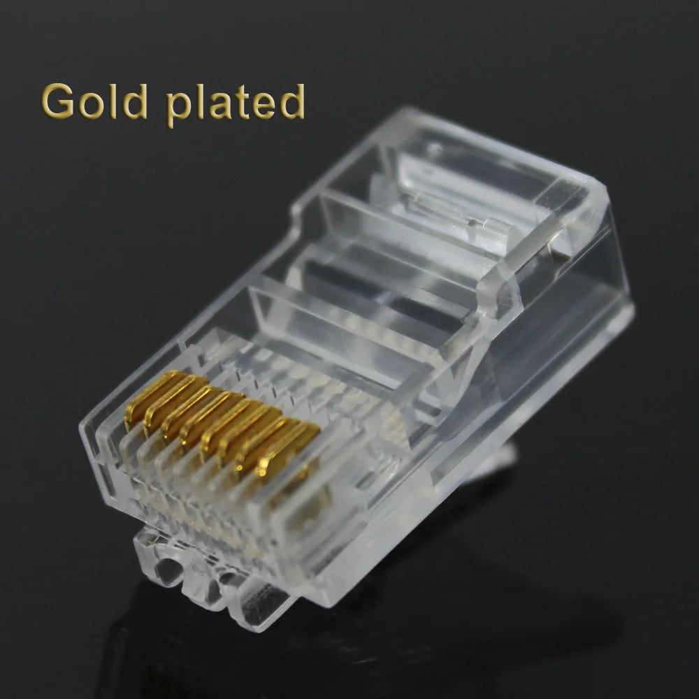 20/50/100PCS RJ45 Ethernet  Connector Cables Module Plug Network RJ-45 Lan Crystal Heads Cat5 Cat5e Gold Plated Network Cable