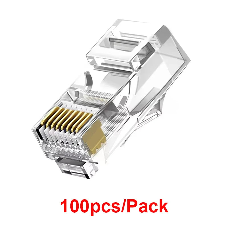 20/50/100PCS RJ45 Ethernet  Connector Cables Module Plug Network RJ-45 Lan Crystal Heads Cat5 Cat5e Gold Plated Network Cable