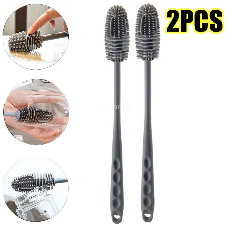 Silicone Milk Bottle Brush Cup Scrubber Glass Cleaner Kitchen Cleaning Tool Long Handle Drink Bottle Glass Cup Cleaning Brush