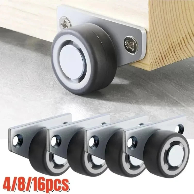 8/1PCS Mini Side Mount Caster Wheels Silent Rubber Furniture Casters Directional Cartwheels For Trolley Drawer Kitchen Cabinets