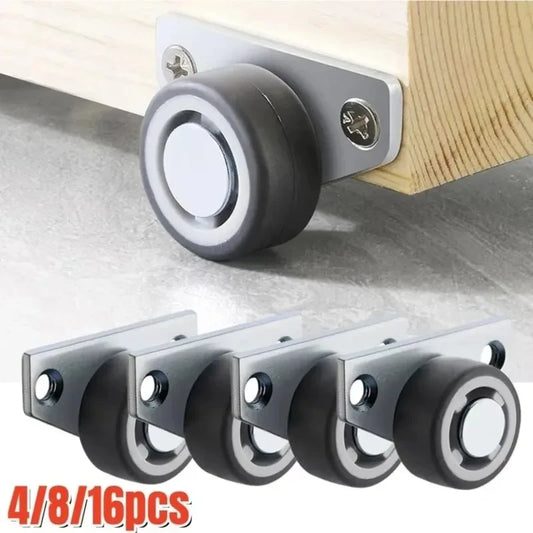 8/1PCS Mini Side Mount Caster Wheels Silent Rubber Furniture Casters Directional Cartwheels For Trolley Drawer Kitchen Cabinets
