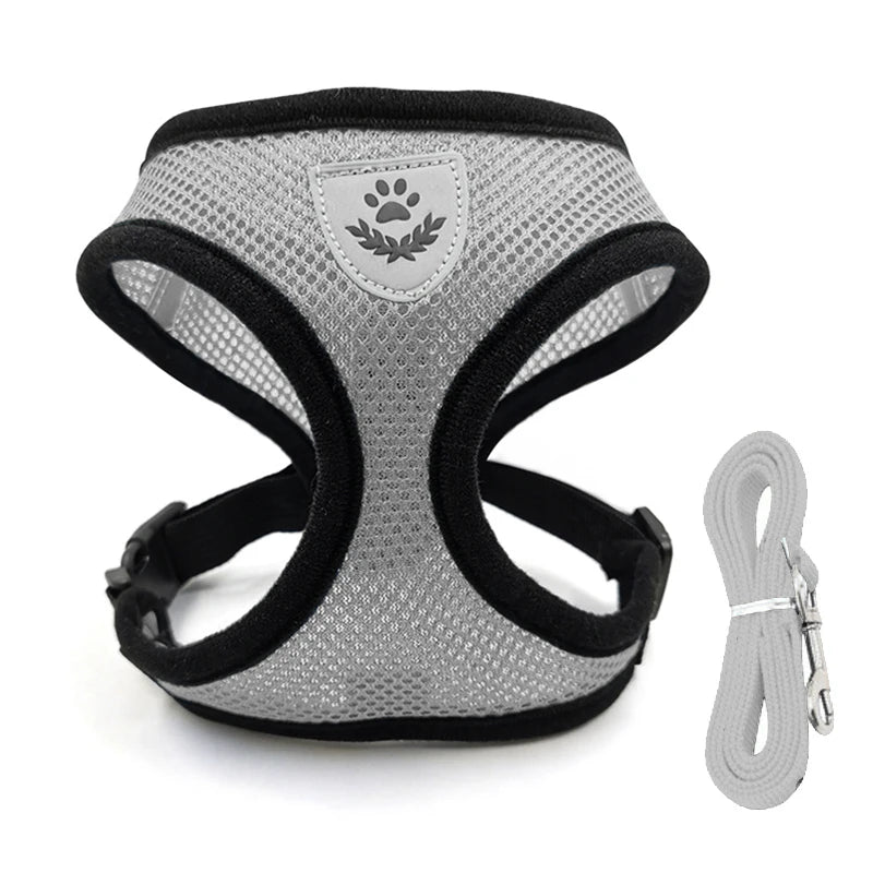 Adjustable Cat Dog Harness Leash Set Reflective Escape Proof Mesh Vest Puppy Kitten Chest Strap Pet Walking Safety Lead Supplies