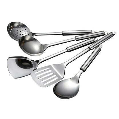 5PCS/SET 304 Stainless Steel Practical Spatula Kitchen Utensil Set Cooking Tool Slotted Turner Rice Spoon Ladle Cooking Tools