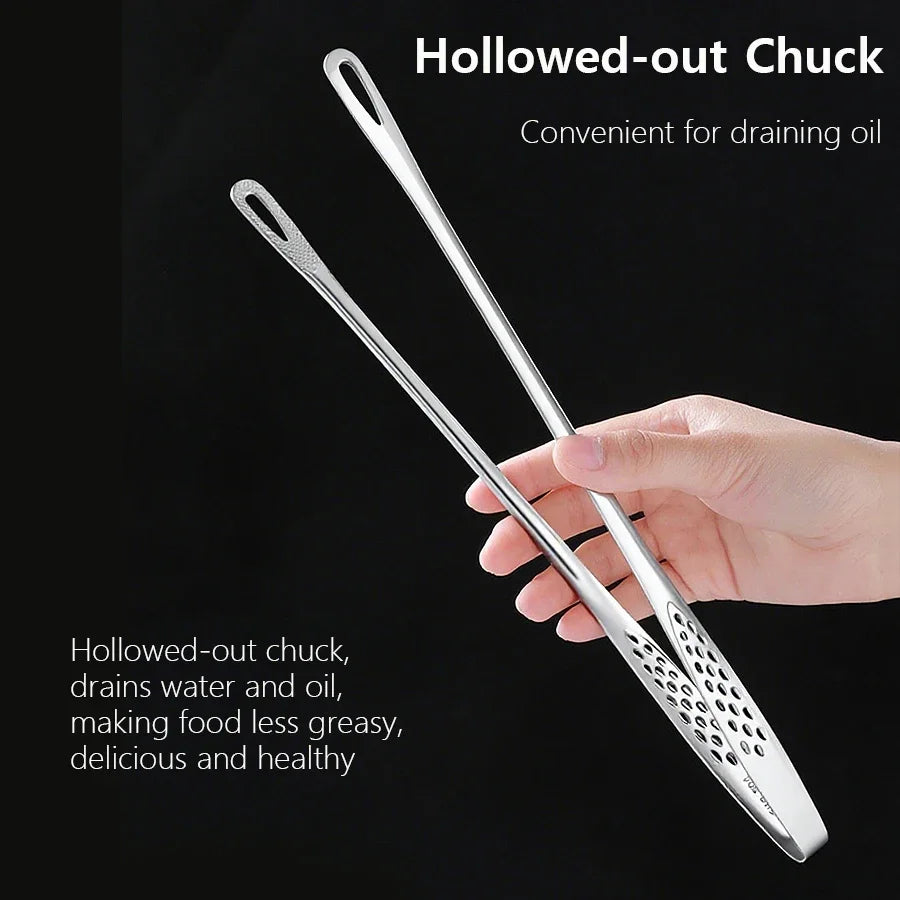 Long Stainless Steel Kitchen Tongs Non-Slip Heat Resistant BBQ Grill Tongs for Steak Seafood Buffet Salad Cooking Tools