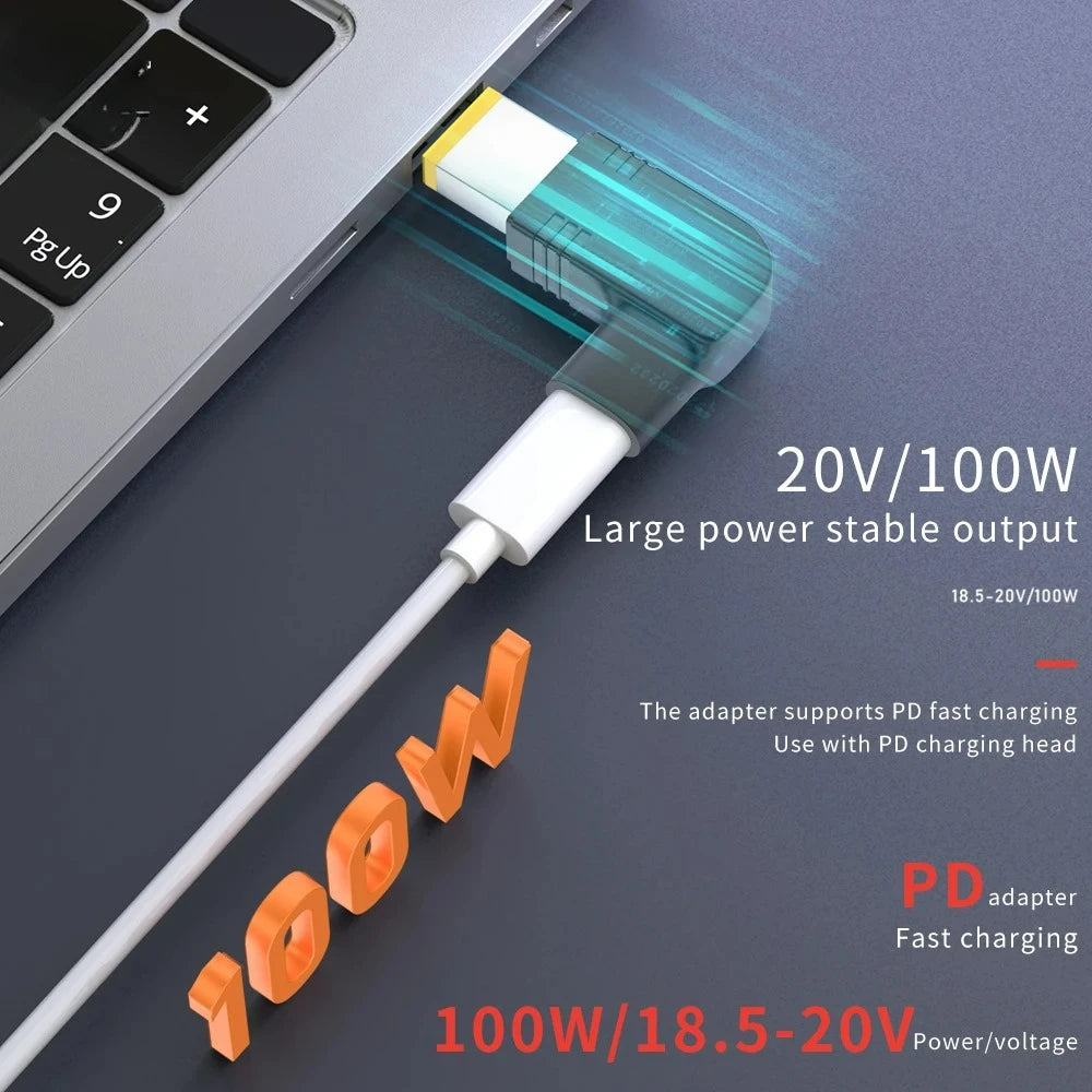 20V100W Laptop Power Adapter Connector DC Plug USB Type C Female to DC Male Jack Converter for Hp Dell Asus Acer Lenovo Notebook