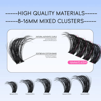 GROINNEYA Lash Clusters Kit With Waterproof Strong Hold DIY Lash Extension Kit Lash Bond And Seal And Eyelash Tweezers Makeup