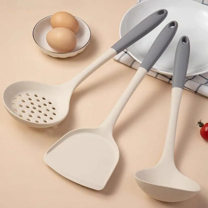 Dual Color Spatula Set Silicone Long Handle Kitchen Utensil Set Soup Spoon Heat-resistant Cooking Tool