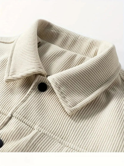 New Autumn Corduroy Jacket for Men with a Lapel, Trendy Japanese Style Loose Coat
