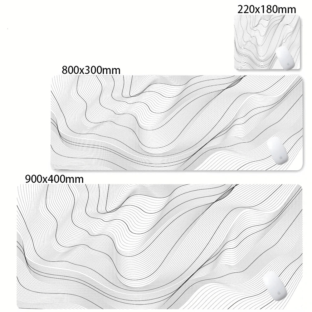 CIFBUY Large Gaming Mouse Pad Black White Strata Abstract Design Non-Slip Office Desk Mat Lock Stitched Edge for Computer Keyboa