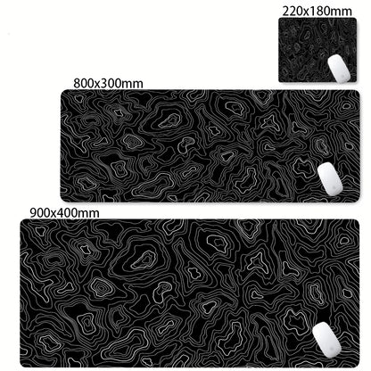 CIFBUY Large Gaming Mouse Pad Black White Strata Abstract Design Non-Slip Office Desk Mat Lock Stitched Edge for Computer Keyboa