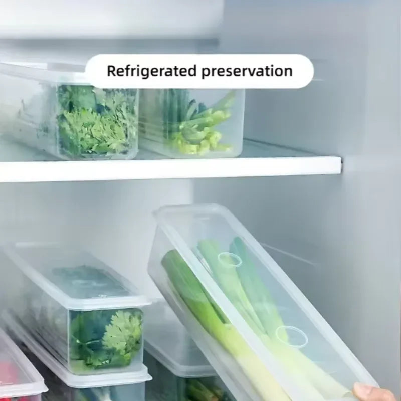 1/2/4 PCS Long Rectangular Food Storage Containers, Plastic Reusable Refrigerator Organizer Boxes Kitchen Accessories