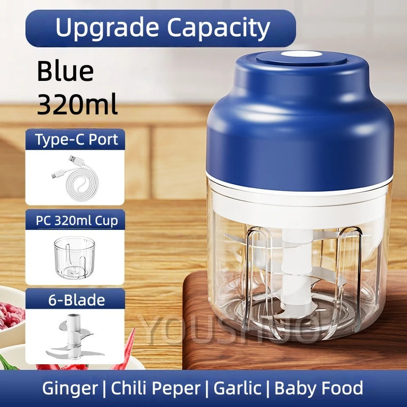 Electric Garlic Mincer 320ml Vegetable Chopper Food Chopper, USB Mini Garlic Mincer, Onion Chopper Portable Small Food Processor