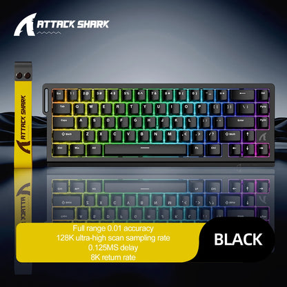 X68HE X68PRO ATTACK SHARK Magnetic Mechanical Keyboard 0.125ms Ultra Low Latency PO Cotton Silicone Fill RGB Backlit 8K Wired