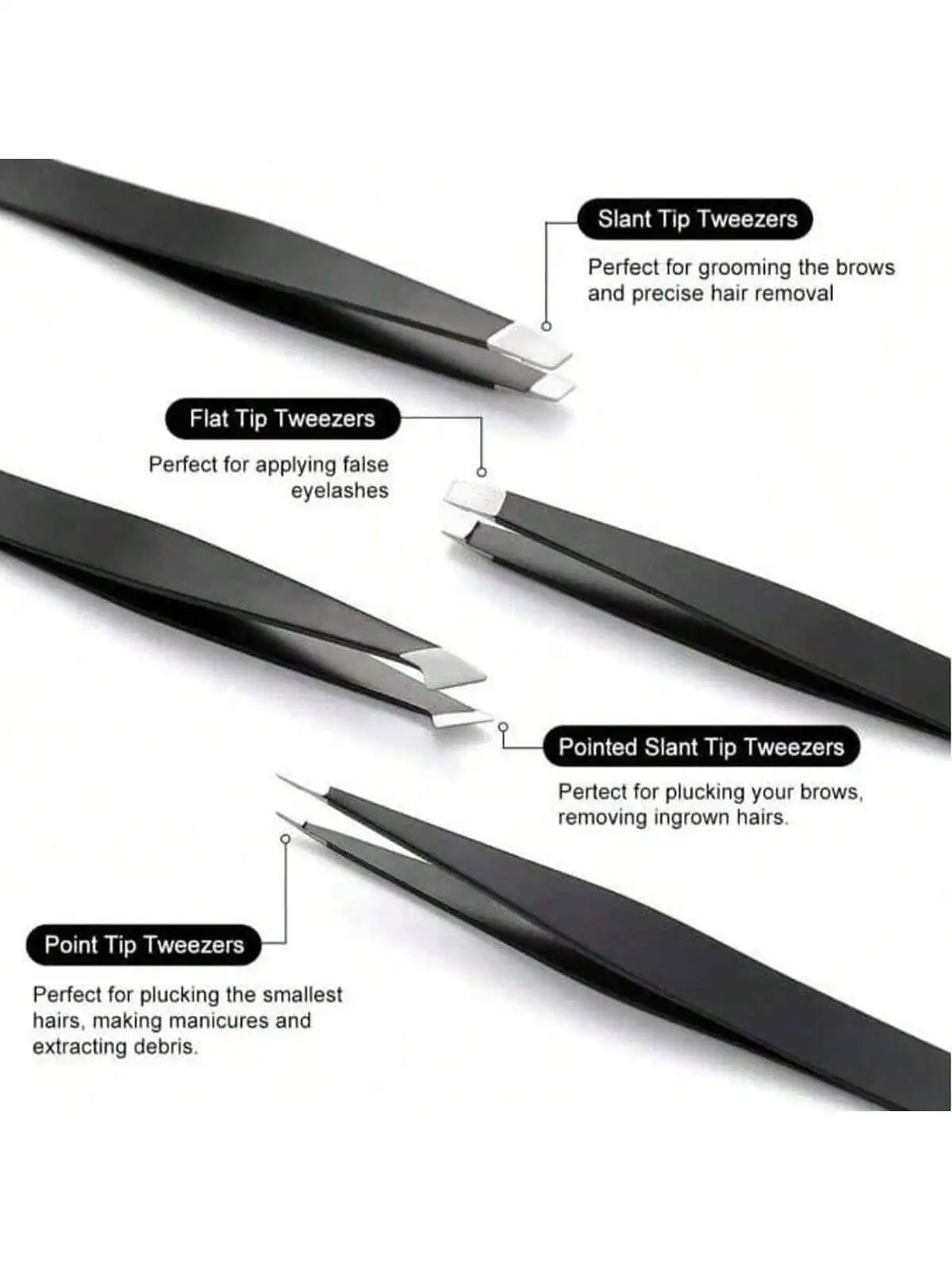 Multi-purpose Eyebrow Tweezers, 4-Pack Stainless Steel Eyebrow Tightening Facial Hair Trimmer Makeup Tool Set, Eye Shaping Tools