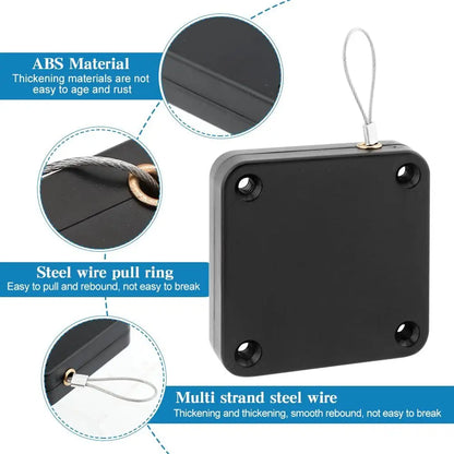 Punch-Free Automatic Sensor Door Closer Adjustable Surface Door Stop Bracket Pull Cord Door Closer for Residential Commercial