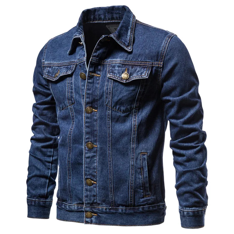 Autumn Men Solid Denim Jackets Fashion Motorcycle Vintage Jeans Jackets Hommes Slim Fit Cotton Casual Black Blue Coats