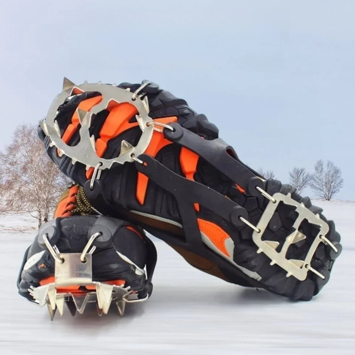 18 Studs Professional Anti Slip Ice Snow Climbing Crampons Mountaineering Hiking Camping Winter Outdoor Spike Shoes