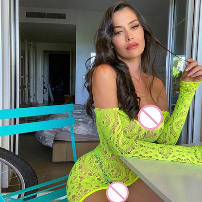 Lingerie Babydoll Mini Dress Lady Lenceria Chemises Sexy Bodysuit Mesh Body Stocking Temptation Intimate Beach Nightwear Dress