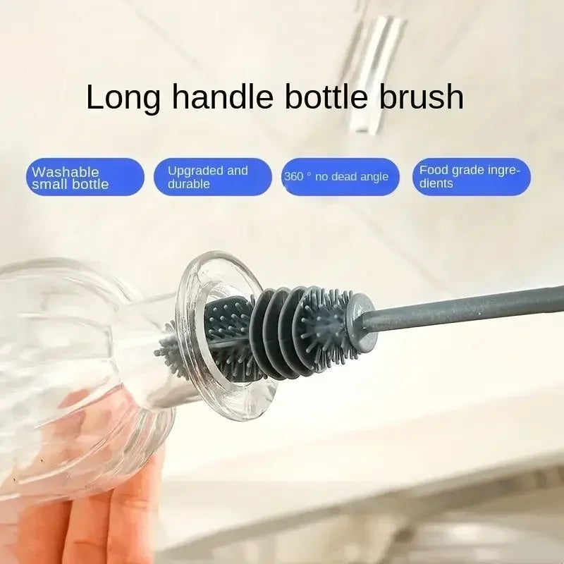 Silicone Milk Bottle Brush Cup Scrubber Glass Cleaner Kitchen Cleaning Tool Long Handle Drink Bottle Glass Cup Cleaning Brush