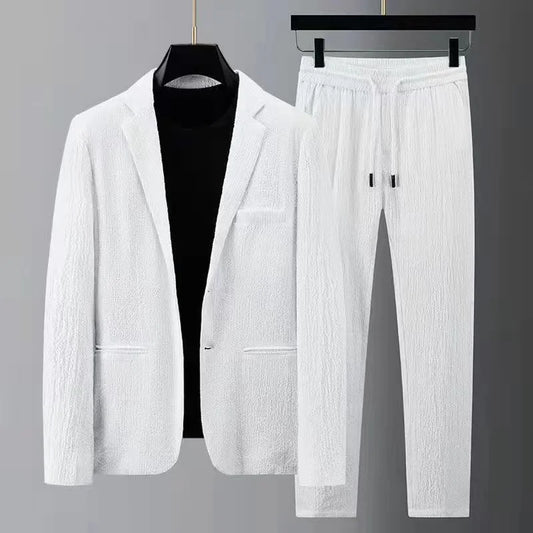 Autumn New Fashion Suit Men's Long Sleeved High End Quality Casual Set Korean Edition Casual Two Piece Set