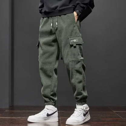 Spring Autumn New Style Elastic Waist Casual Pants for Men Stretch Straight Drawstring Harem Jogging Sports Long Pants Male