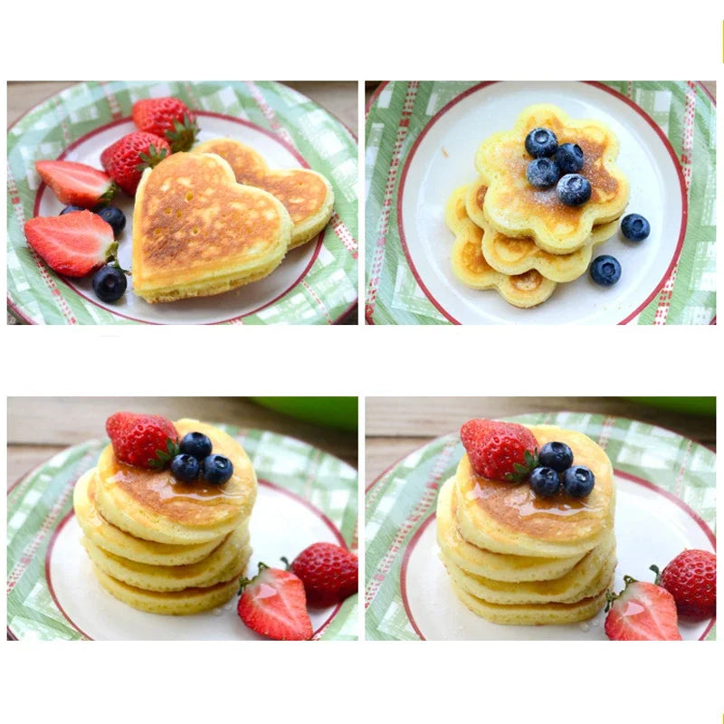 Pancake Maker Multiple Shapes 4 Holes Nonstick Silicone Baking Mold Ring Fried Egg Mold for Family Cooking DIY Daily Surprises
