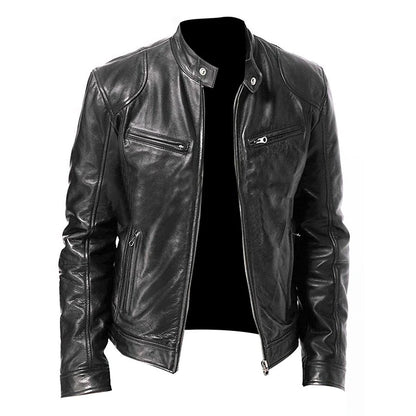 Motorcycle Leather Jackets Man Casual Fashion Motorcycle Coat Slim Fit Lapel PU Jackets Autumn Anti-wind Leather Coat Male