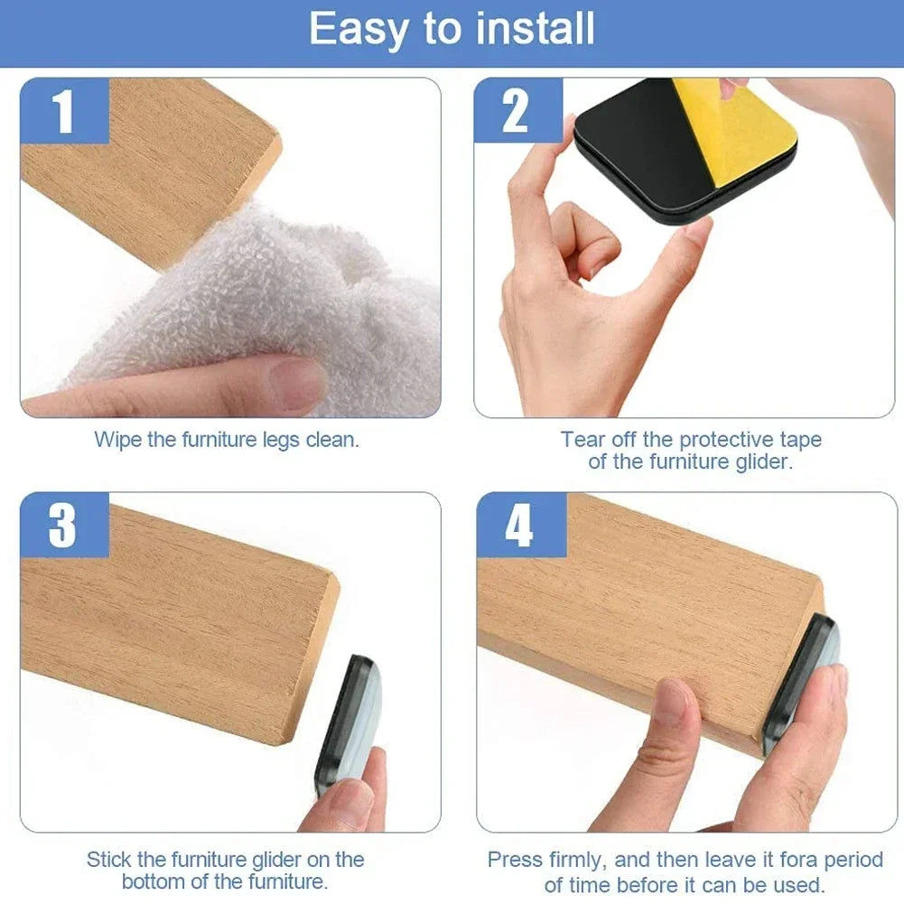 PTFE Square Feet Glider Sliding Pads Home Furniture Sliders Floor Mover Pads for Household Hardware