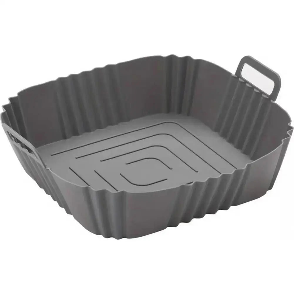 Reusable Silicone Air Fryer Liner Square 22cm Non-Stick Air Fryer Basket With Handles Silicone Oven Baking Tray Accessories