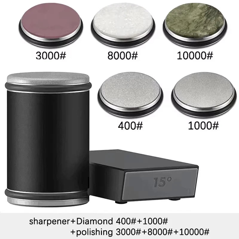 Rolling Knife Sharpener For Straight Edge Knife Sharpener Kit With 15/20° Degree Magnetic Angle For Kitchen Knives Whetstone Set