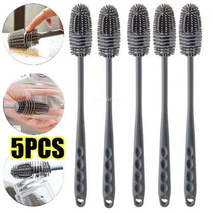 Silicone Milk Bottle Brush Cup Scrubber Glass Cleaner Kitchen Cleaning Tool Long Handle Drink Bottle Glass Cup Cleaning Brush
