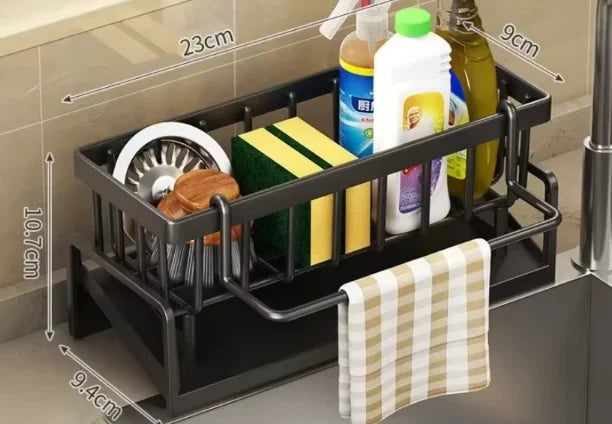 Kitchen Sink Drain Rack Organizer ABS Plastic Self-draining Sink Shelf Soap Sponge Holder Dishcloth Towel Rack Filter Basket