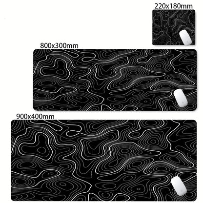 CIFBUY Large Gaming Mouse Pad Black White Strata Abstract Design Non-Slip Office Desk Mat Lock Stitched Edge for Computer Keyboa