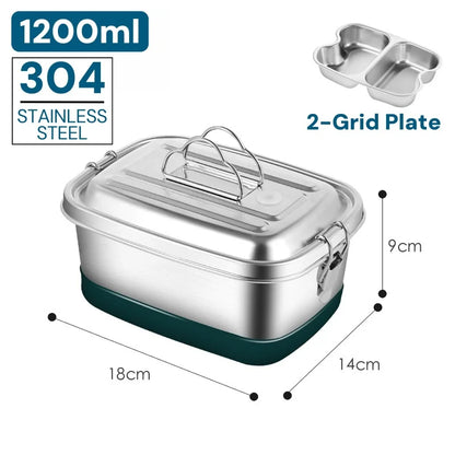 304 Stainless Steel Lunch Box Airtight Leakproof Bento Box 1/2 Layer Meal Prep Food Storage Containers with Locking for Adults