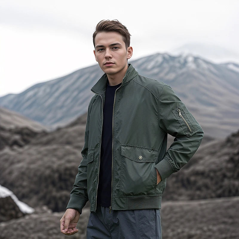 High Quality Handsome Male Jacket Spring Autumn Men's Business Casual Jacket Men Zipper Solid Color Fashion Stand Collar Coats