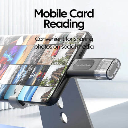 4 in 1 USB Type C Multifunction Card Reader SD TF Card Reader For IPhone15 16 PC Laptop USB2.0 Smart Storage Card Reader Adapter